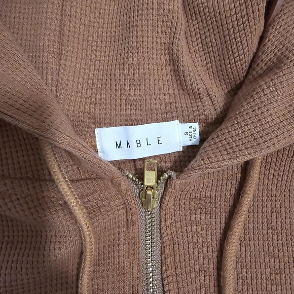 MABLE Women's Corset Cropped Waffle Knit Hoodie - Picture 4 of 6